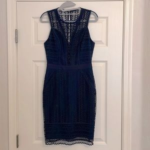 Adelyn Rae navy lace sheath dress